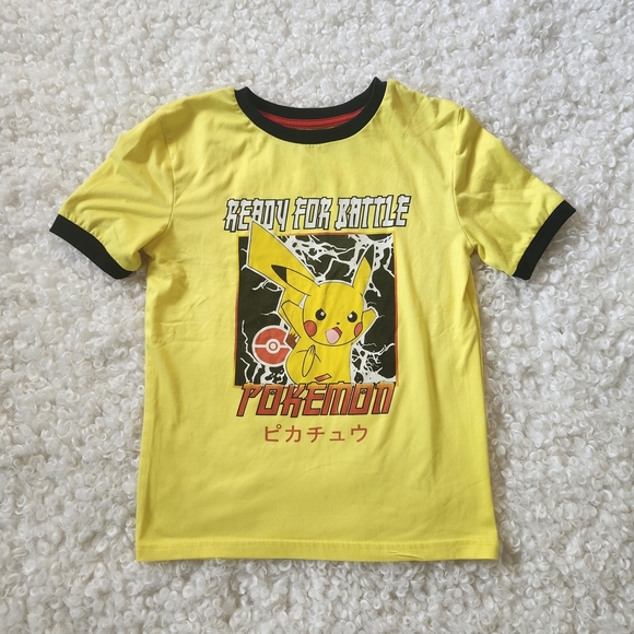 Pokemon Pikachu Battle Kids T-Shirt Yellow Graphic Tee Youth Sz 7/8 Collectible - Picture 1 of 4
